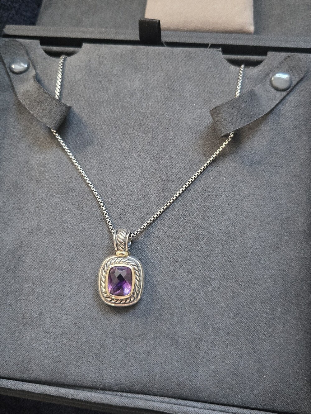 David Yurman Albion Amethyst Enhancer Pendant & 17” Necklace in Sterling Silver